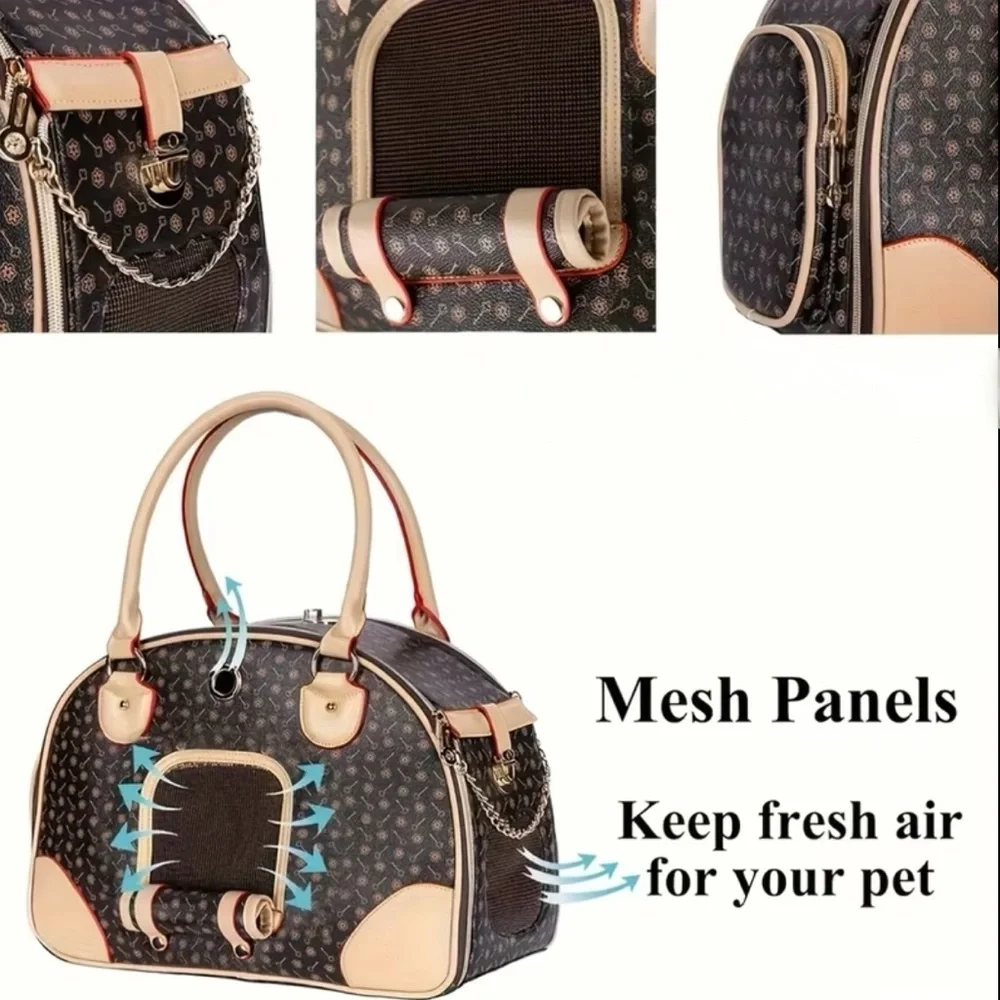 Pet Carrier - Stylish Brown and Cream Design